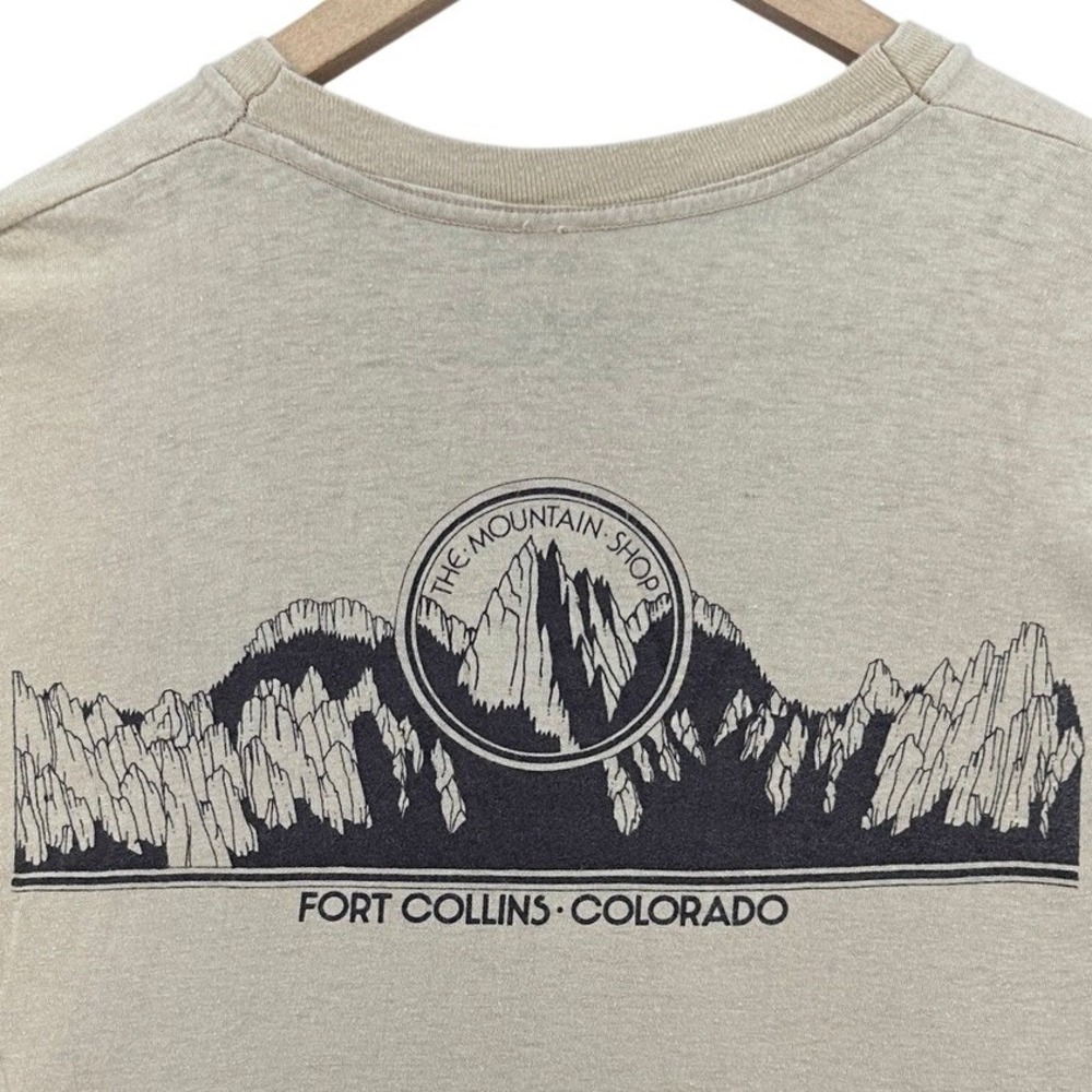 VTG The Mountain Shop Fort Collins Colorado T-Shirt Tan Single Stitch SZ